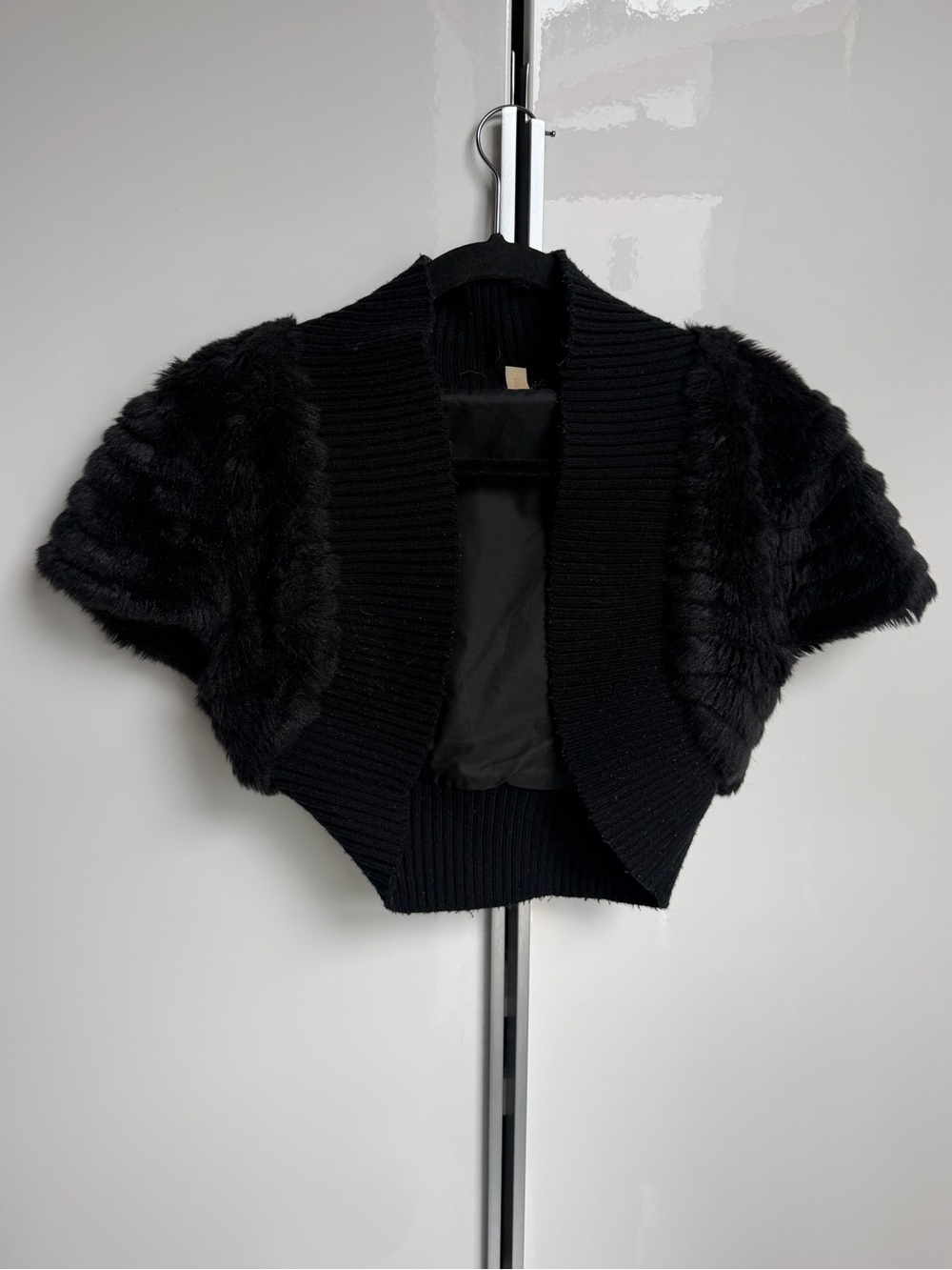Black Faux Fur Shrug Sweater